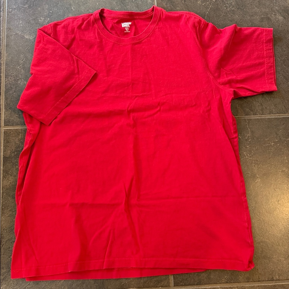 Lands' End Cardinal Red Short Sleeve Super T. Men’s XXLT. EUC.